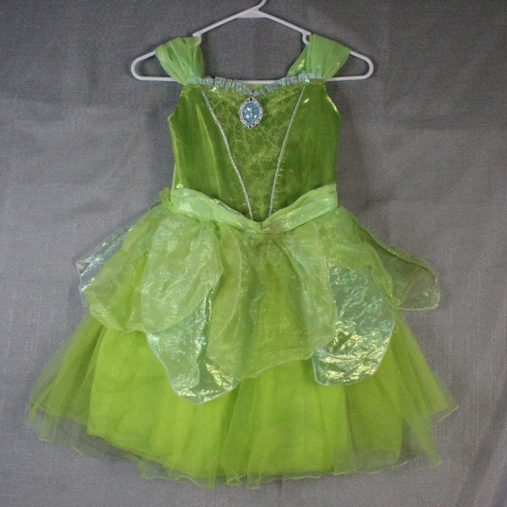 Disney Store Tinker Bell Costume Dress Size 9/10 Green Fairycore Whimsical